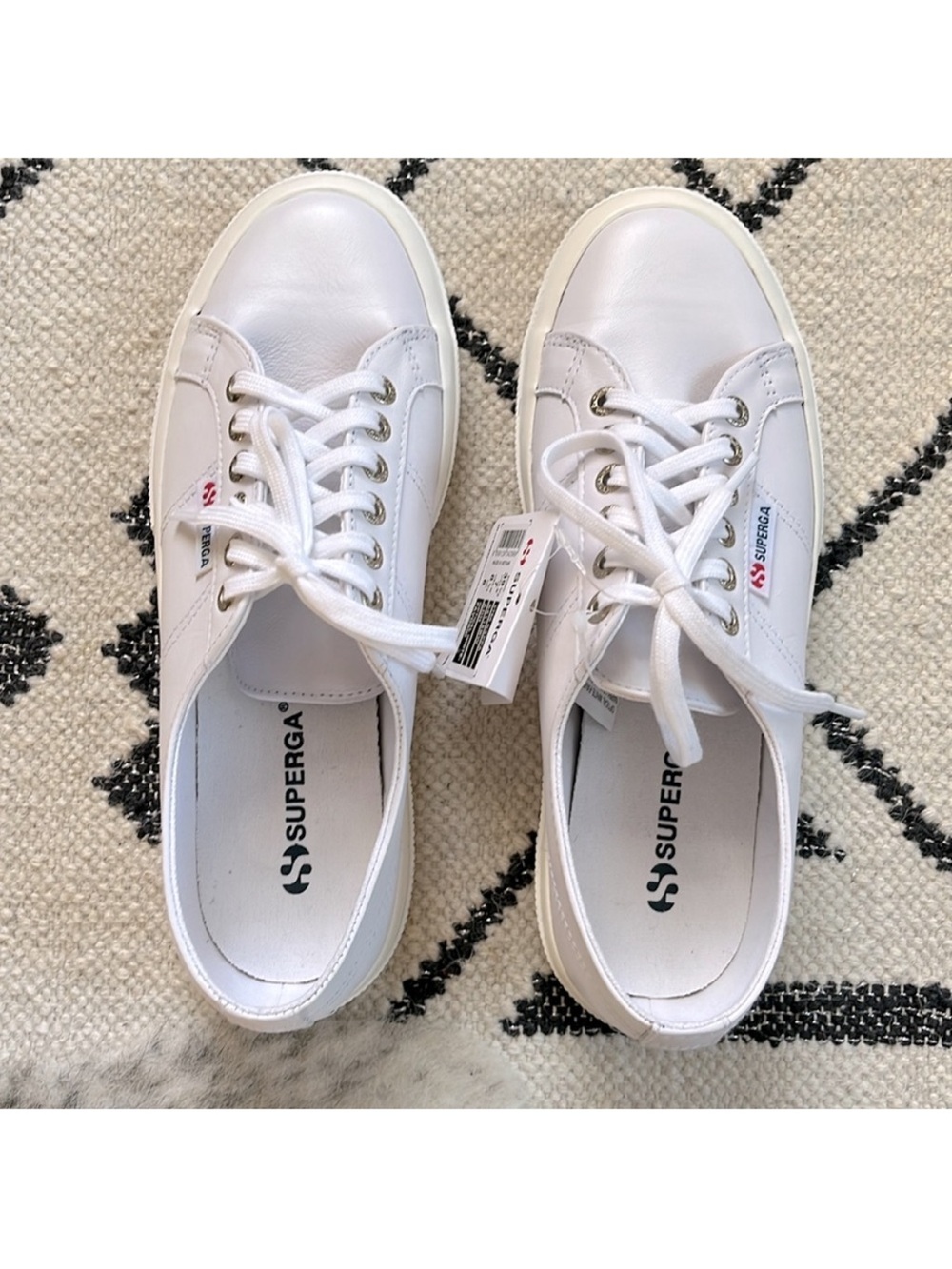 Superga Women's 2750 Nappa Leather Optical White-Favorio Classic Sneaker—7 - Picture 8 of 9